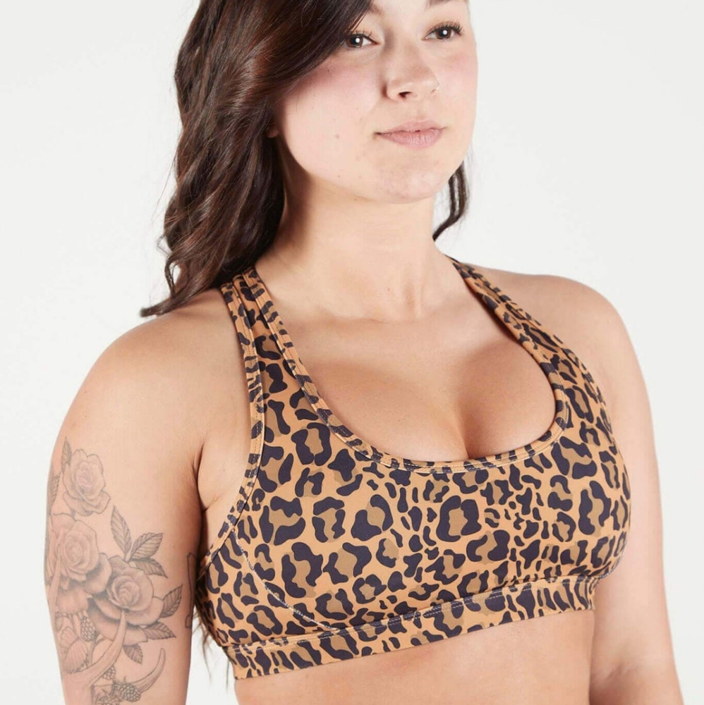 Feed Me Fight Me Leopard Sports Bra XL